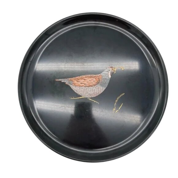 Vintage Couroc of Monterey Round Quail Serving Tray - Picture 1 of 5